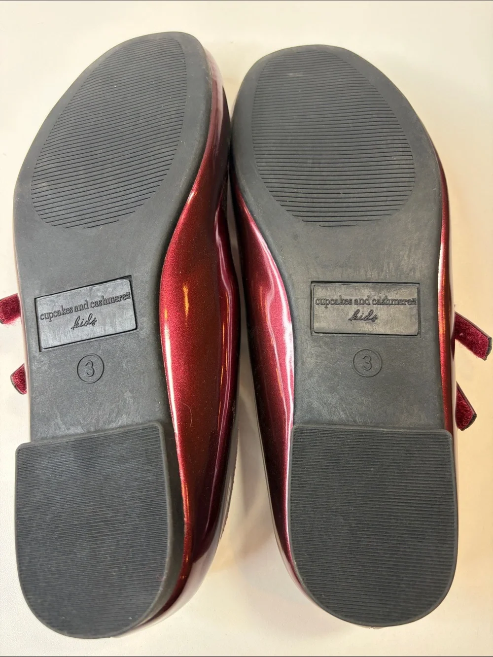 Cupcakes and Cashmere Kids Girls Metallic Burgundy Mary Jane Flats Size 3